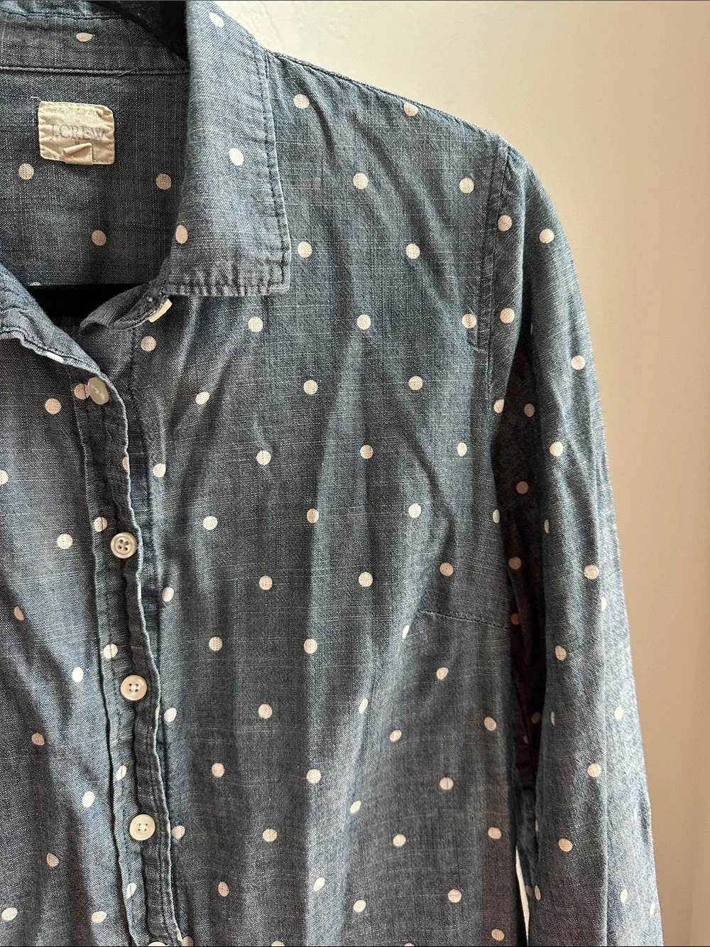 J. Crew Denim Blue Polka Dot Button-Down Shirt